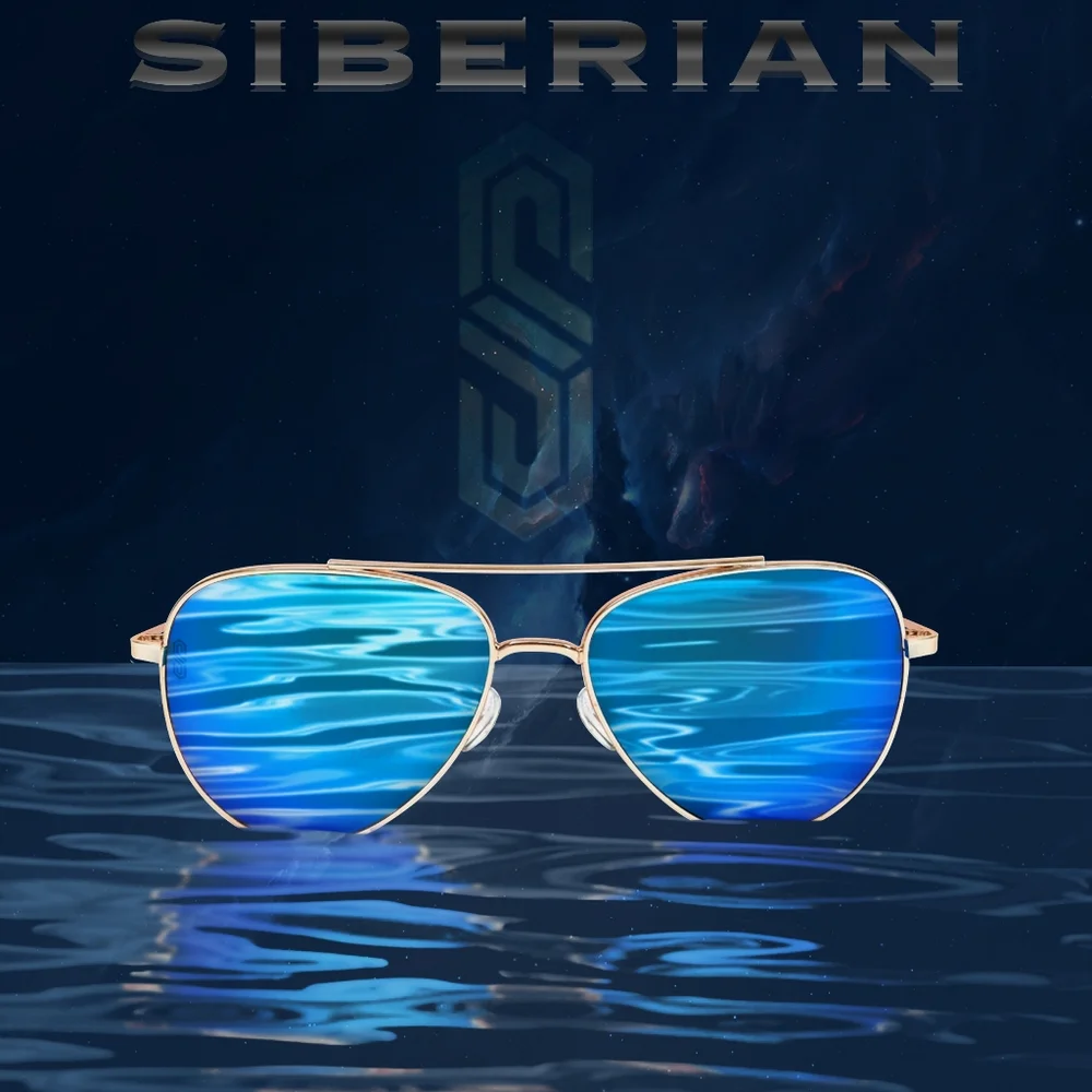 SIBERIAN Genuine Glass lenses BLUE Flash Premium Aviator Sunglasses Pilot 60mm - Picture 9 of 15